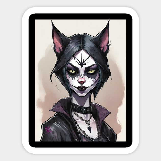 Goth Cat Girl Sticker by Viper Unconvetional Concept